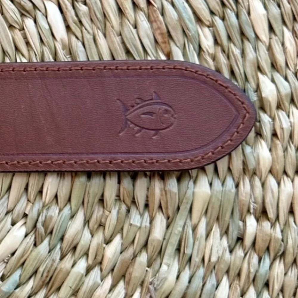Southern Tide Mens 32 Madison Stretch Ribbon Belt Yacht Blue Striped Leather